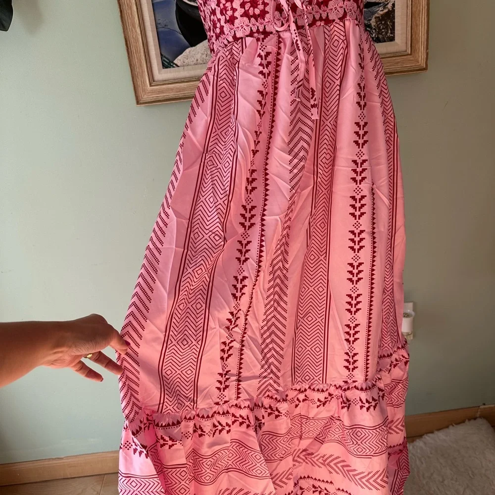 Pink Patterned Maxi Dress - Picture 9 of 9